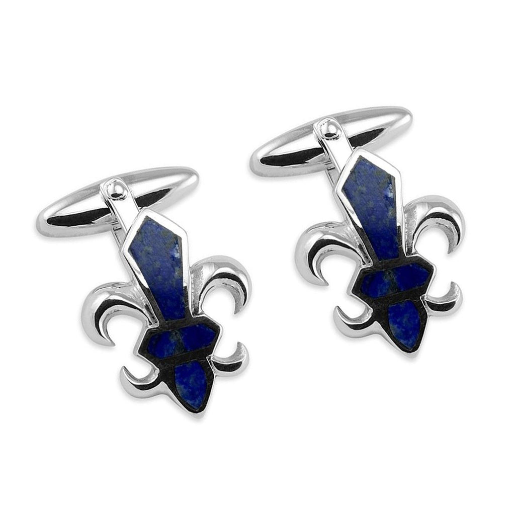 Sterling Silver Fleur De Lys Lapis Cufflinks – The Cufflink Store