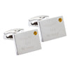 Birthstone Silver Plated Rectangle Engraved Cufflinks (November - Topaz)