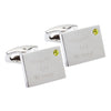Birthstone Silver Plated Rectangle Engraved Cufflinks (August - Peridot)