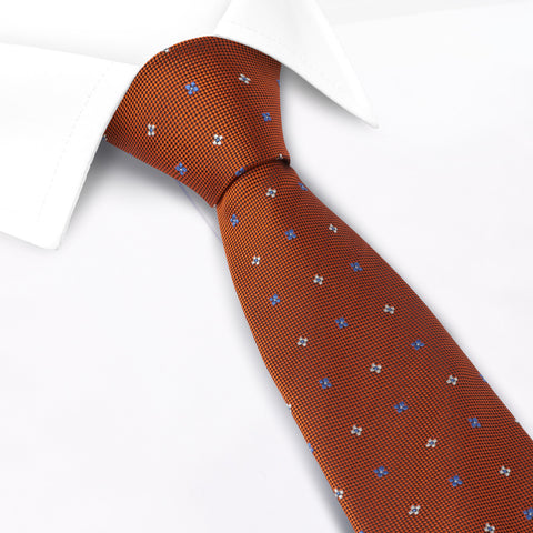 Orange & Blue Flower Spot Silk Tie