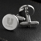 Logo Engraved Cufflinks, Silver Plated Circle