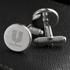 Logo Engraved Cufflinks, Silver Plated Circle