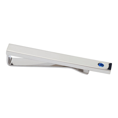 Birthstone Silver Plated Tie Bar (September - Sapphire)