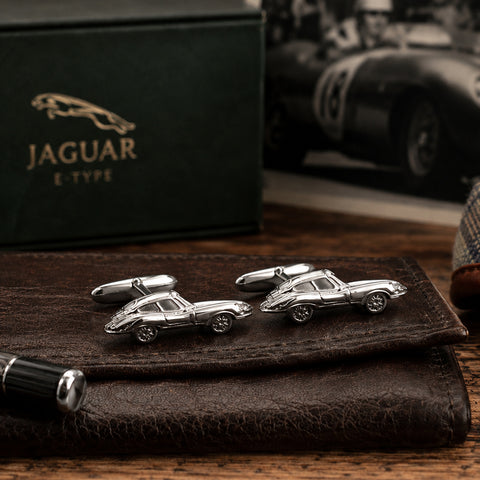 Sterling Silver E Type Jaguar Cufflinks