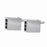 Black Crystal Wedge Cufflinks (Engraved)