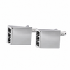 Black Crystal Wedge Cufflinks (Engraved)