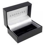 Birthstone Silver Plated Rectangle Engraved Cufflinks (December - Blue Topaz)