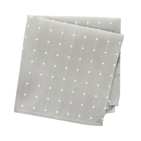 Silver Polka Dot Woven Silk Handkerchief
