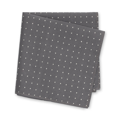 Grey Micro Spot Silk Handkerchief