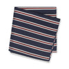 Navy Silk Handkerchief With Burgundy & White Stripes