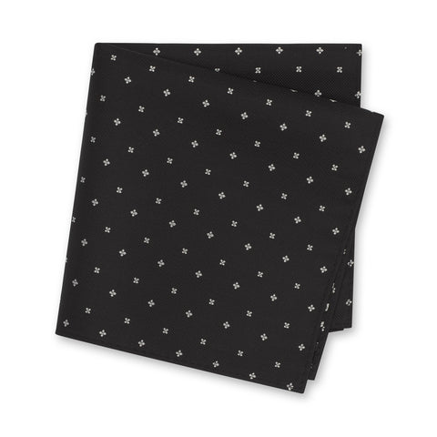 Black & White Flower Spot Silk Handkerchief