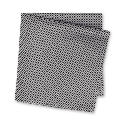 Black & Grey Diamond Gridded Silk Handkerchief