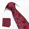 Red Large Paisley Silk Tie & Handkerchief Set