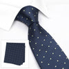 Navy & Green Polka Dot Woven Silk Tie & Handkerchief Set