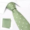 Green Polka Dot Woven Silk Tie & Handkerchief Set
