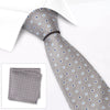 Silver Square Patterned Silk Tie & Handkerchief Set