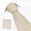 Classic Ivory Paisley Silk Tie & Handkerchief Set