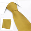Plain Gold Silk Tie & Handkerchief Set