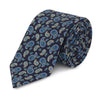 Navy Mini Paisley Printed Cotton Slim Tie
