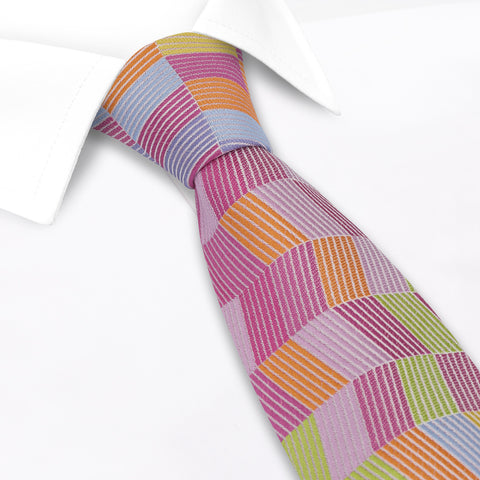 Multicoloured Chevron Silk Tie