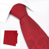 Classic Dark Red Paisley Silk Tie & Handkerchief Set