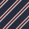 Navy Silk Tie With Burgundy And White Stripes