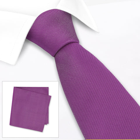 Plain Magenta Woven Silk Tie & Handkerchief Set