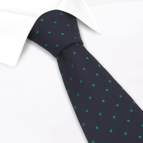 Navy & Green Micro Spot Silk Tie