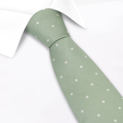 Yoghurt Green Polka Dot Silk Tie