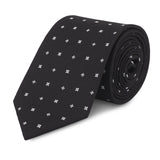 Black & White Flower Spot Silk Tie