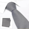 Black & Grey Diamond Gridded Silk Tie & Handkerchief Set