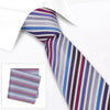 Various Purple Striped Woven Silk Tie & Handkerchief Set