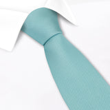 Plain Cyan Woven Silk Tie