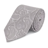 Silver Paisley Woven Silk Tie