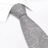 Silver Paisley Woven Silk Tie