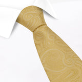 Gold Paisley Woven Silk Tie