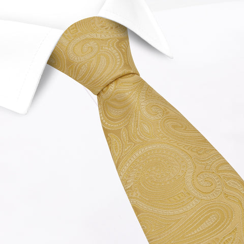 Gold Paisley Woven Silk Tie