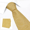 Gold Paisley Woven Silk Tie & Handkerchief Set