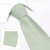 Plain Mint Silk Tie & Handkerchief Set