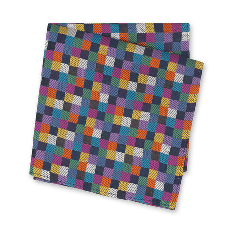 Multi Colour Check Luxury Woven Silk Handkerchief