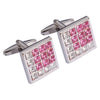 Square Pink and White Crystal Cufflinks