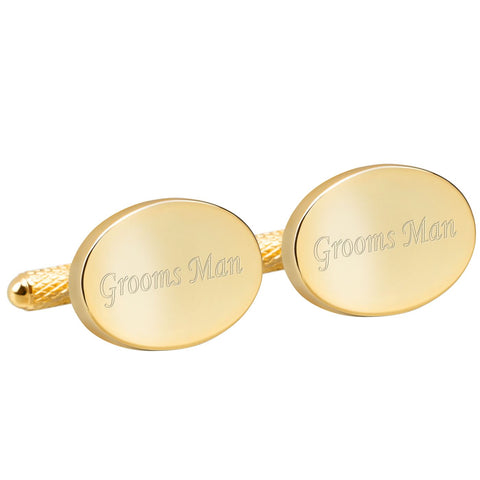 Engraved Gold Grooms Man Cufflinks