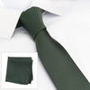 Plain Dark Green Slim Silk Tie & Handkerchief Set