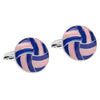 Sterling Silver Pink & Blue Enamelled Circular Cufflinks