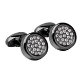 Gunmetal Executive Crystal Circle Cufflinks