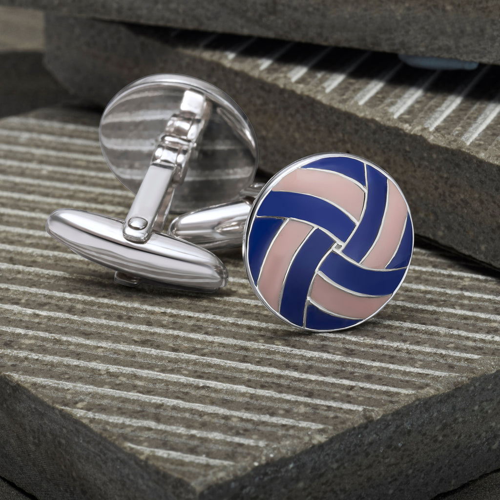 Sterling Silver Pink & Blue Enamelled Circular Cufflinks – The Cufflink ...