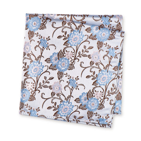Blue & Pink Luxury Floral Silk Handkerchief