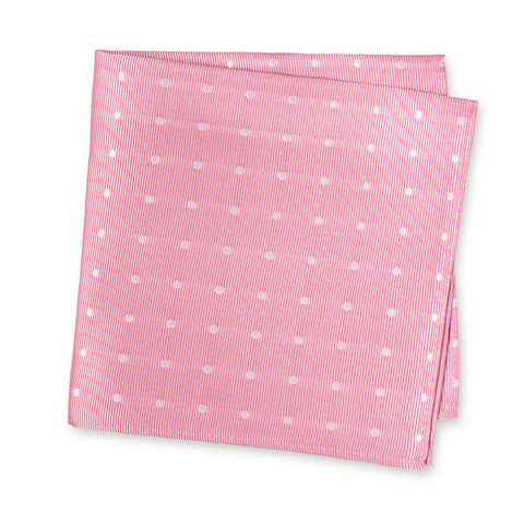 Pink & White Polka Dot Woven Silk Handkerchief