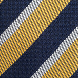 Yellow & Navy Textured Classic Striped Silk Tie