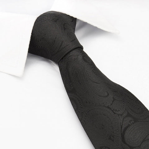 Black Paisley Woven Silk Tie